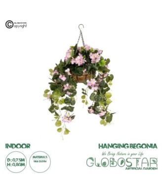 GloboStar® Artificial Garden BEGONIA HANGING PLANT 20639 Τεχνητό Κρεμαστό Διακοσμητικό Φυτό Βιγόνια Π75 x Μ75 x Y80cm